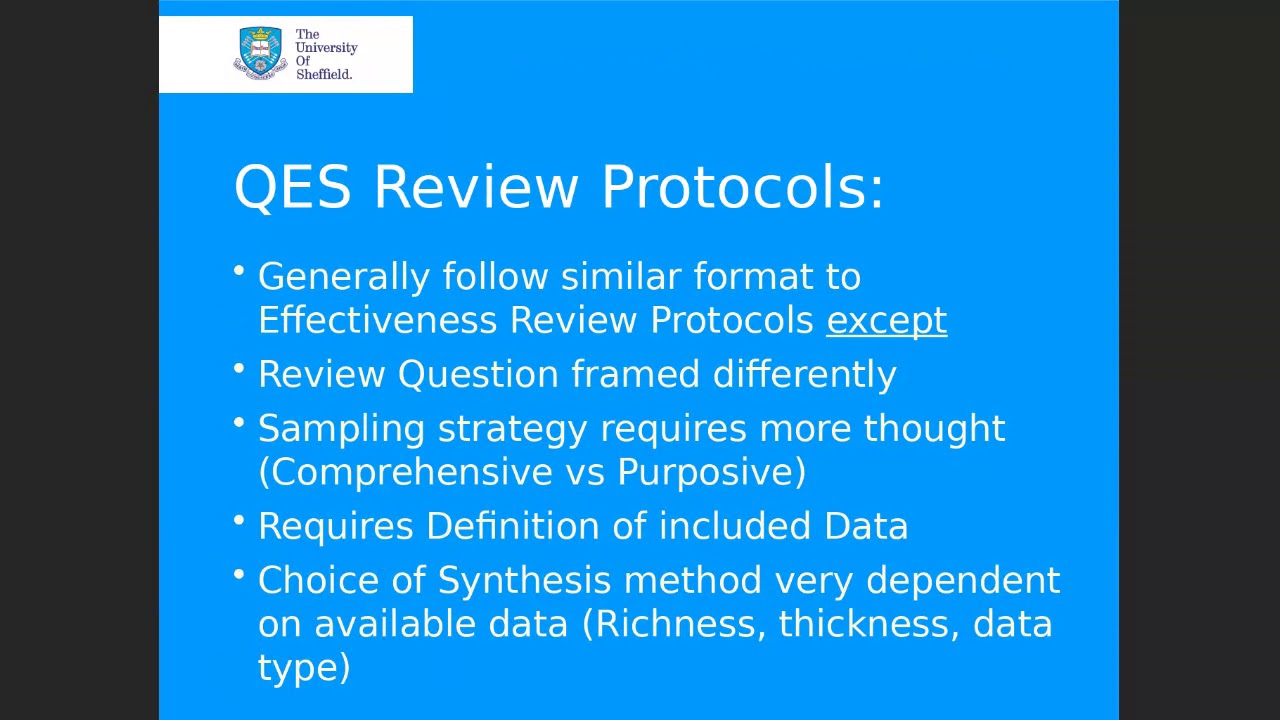 Qualitative Evidence Synthesis Protocols