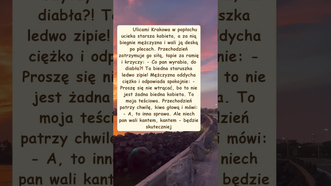 Zabawny dowcip o teściowej i nieoczekiwanej radzie przechodnia