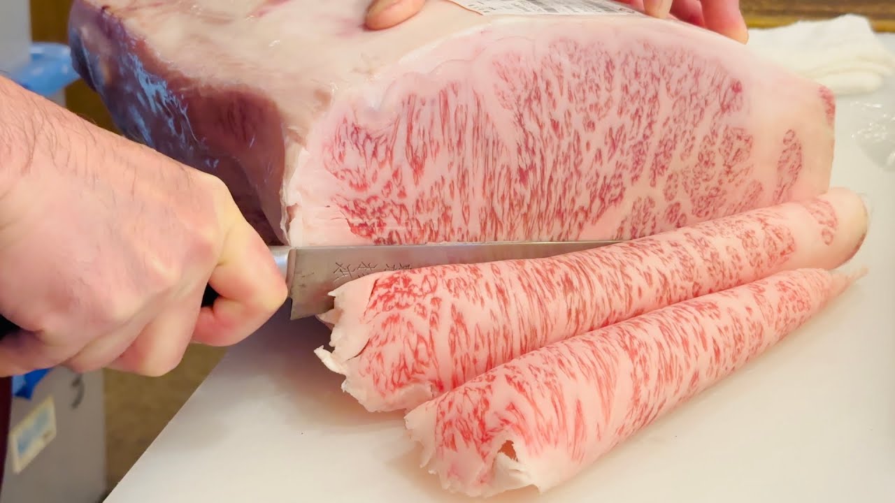 MIYAZAKI A5 WAGYU Говяжья вырезка - Шатобриан редкий стейк - теппаньяки в Асакуса Токио Япония