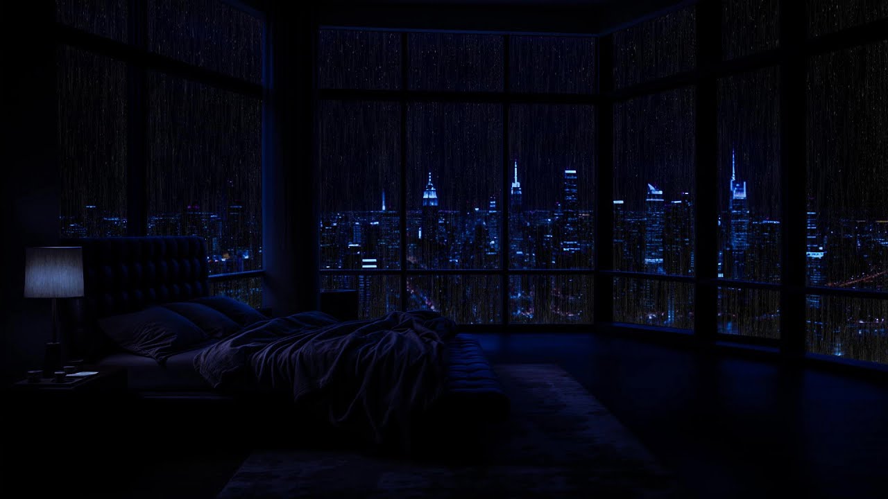 Sleep within 5 minutes | Rain Pouring Down a New York City at Night | The Sound of Rain Lulls Sleep