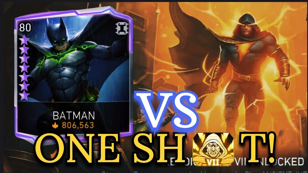 ONE SHOT!🔥 Boss BLACK ADAM by Silver BATMAN H7 Ancient Judgment Solo Raid in Injustice 2 Mobile