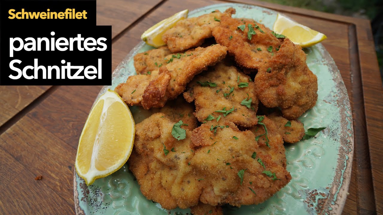 Paniertes Schnitzel vom Schweinefilet | Auf dem Gasgrill | Schnitzel richtig panieren