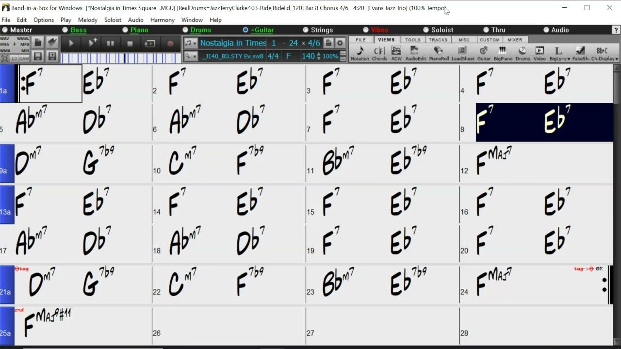 BACKING TRACK - NOSTALGIA IN TIMES SQUARE (F) 140 BPM SWING