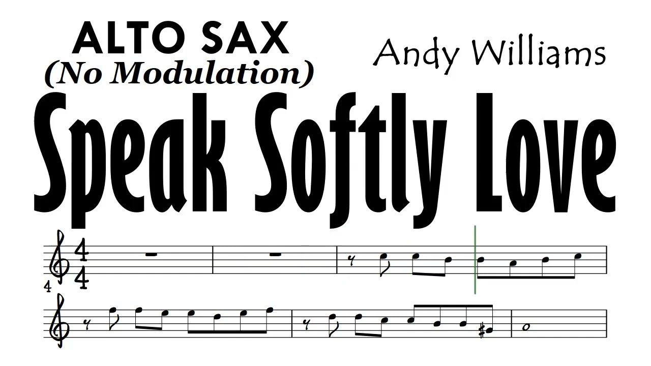 Speak Softly Love Alto Sax No Modulation Sheet Backing Track Partitura Andy Williams