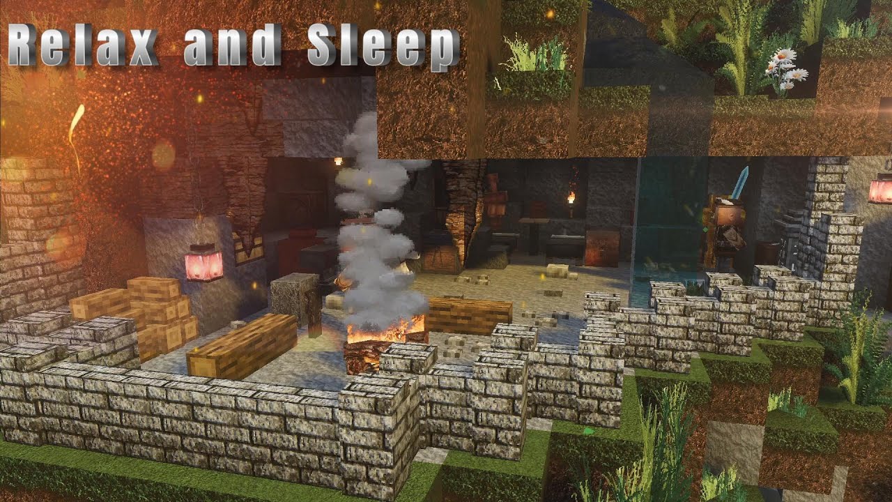 Relax, Sleep & Meditate in a Small Minecraft Cave at Sunrise