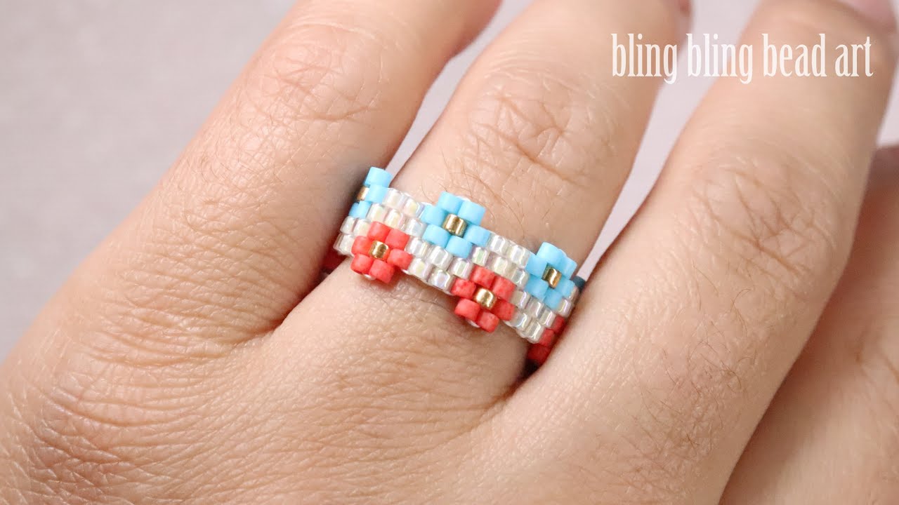 آموزش مدل زیبا و ظریف فقط با منجوق مناسب ست Beade 💍ring ,elegant and very beautiful piece for a set