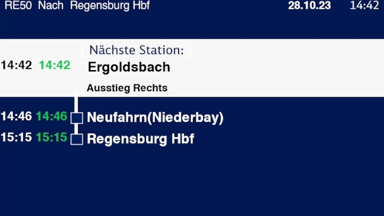 Zugansage Bis Regensburg Hbf Linie RE50 DB Regio Bayern
