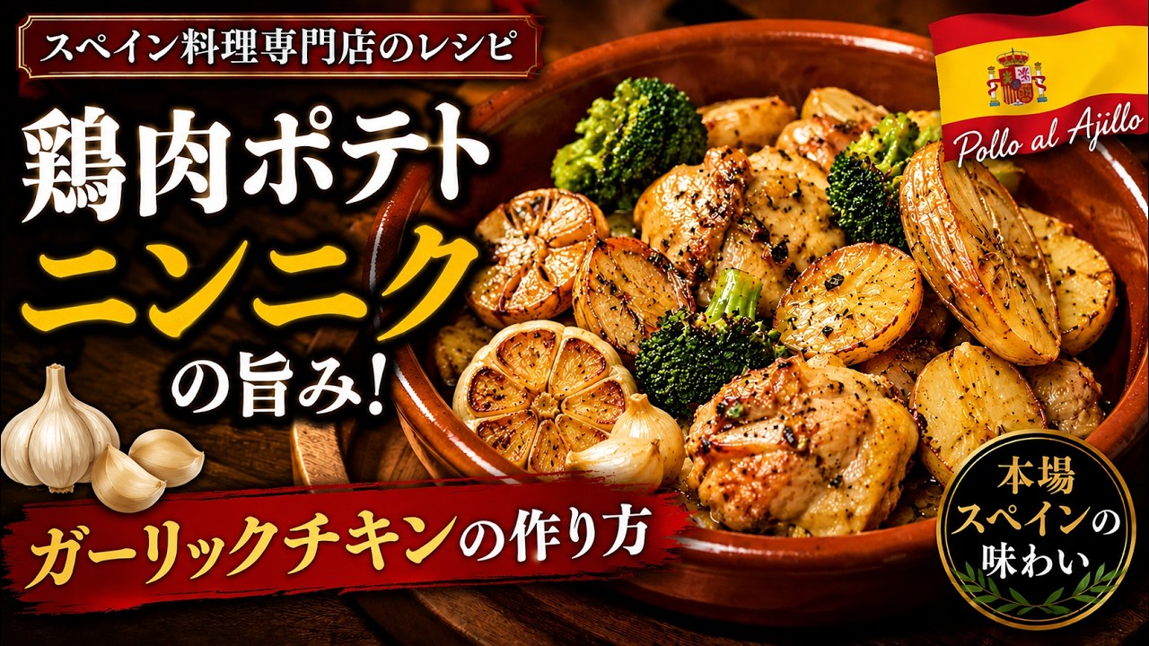 【ガーリックチキンの作り方】スペイン料理専門店のレシピ　Pollo al Ajillo