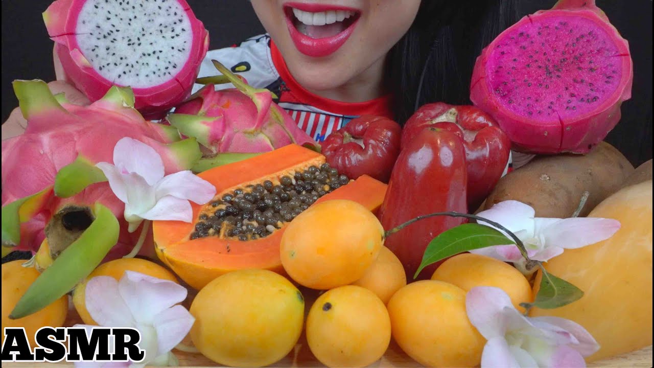 ASMR TROPICAL THAI WHOLE FRUIT PLATTER (EXTREME CRUNCHY EATING SOUNDS) NO TALKING | SAS-ASMR