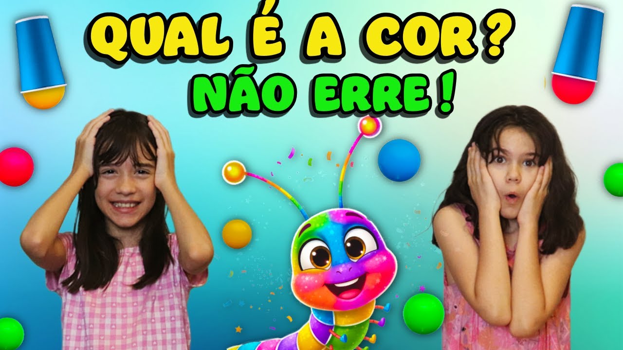QUAL É A COR? ✨🐛🥤 Desafio dos Copos com a Centopeia Colorida!