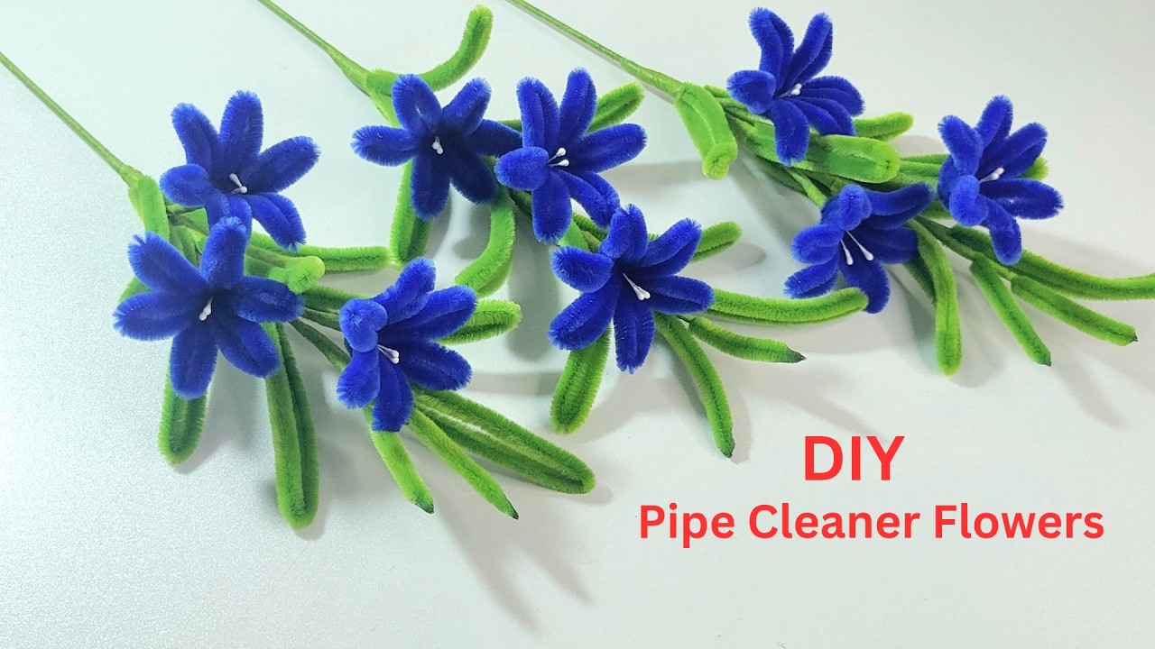 DIY Pipe Cleaner Easy to Make Beautiful Flowers 🌼 |  Blue Chenille Easy Bouquet Flowers 🌼