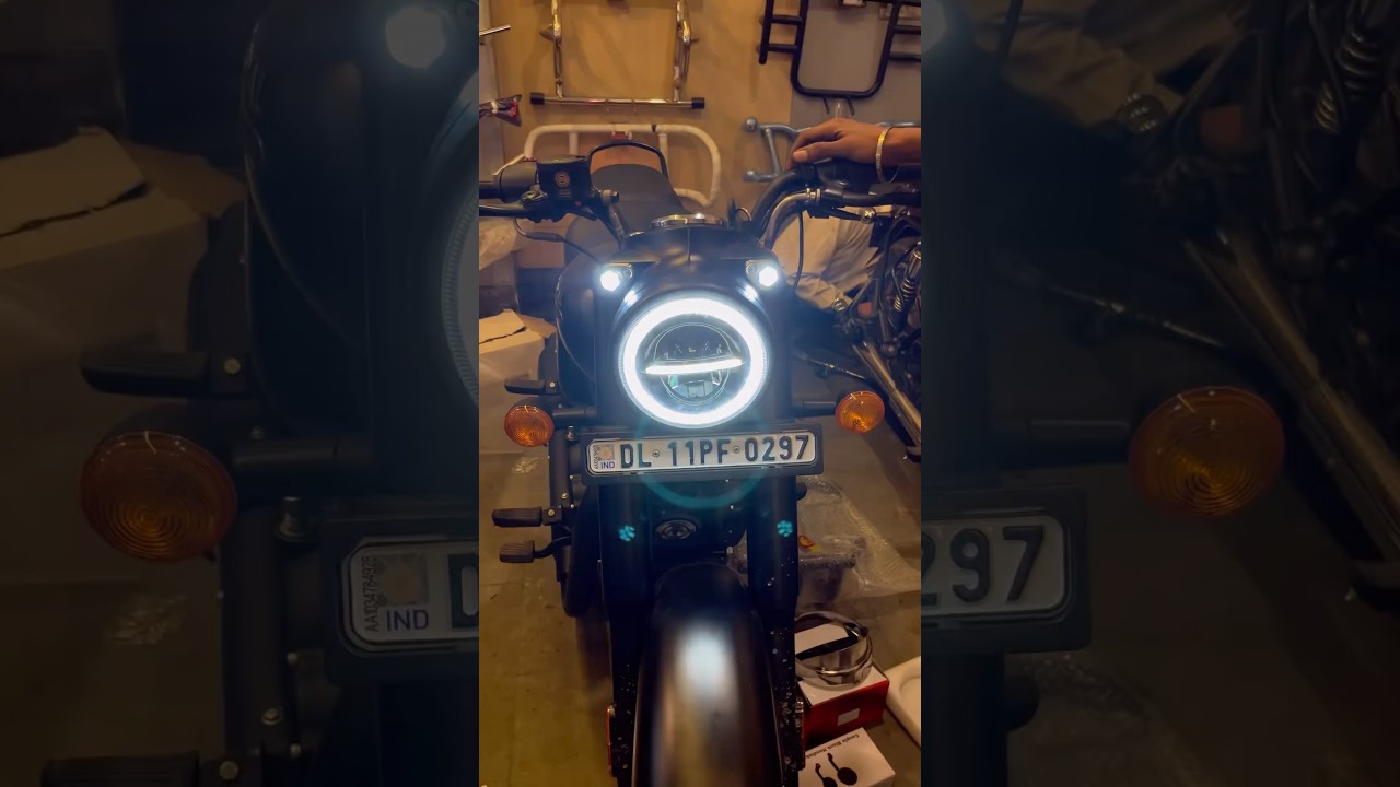 💯😍 Led Headlight | Royal Enfield 350 Classic | white DRL | #shorts #ytshorts #viralshorts