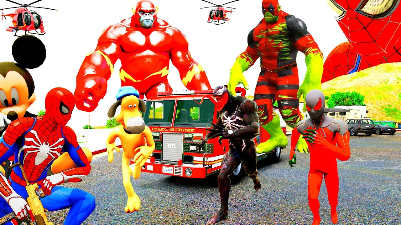 Giải Cứu Si&ecirc;u Nh&acirc;n Người Nhện Chạy Xe &Ocirc; T&ocirc; Cứu Hỏa! Spider man Big & Small Cars Avengers, Superhero