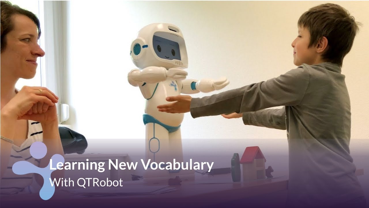Robot helping children with Autism - QTrobot teaching new vocabulary and following directions