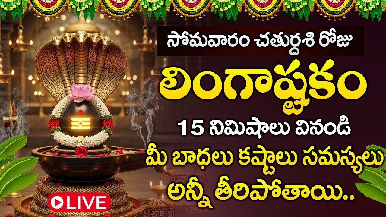LIVE : సోమవారం ఉదయాన్నే లింగాష్టకం వినండి చాలు మీ బాధలు కష్టాలు అన్నీ తీరిపోతాయి.. | Lingashtakam