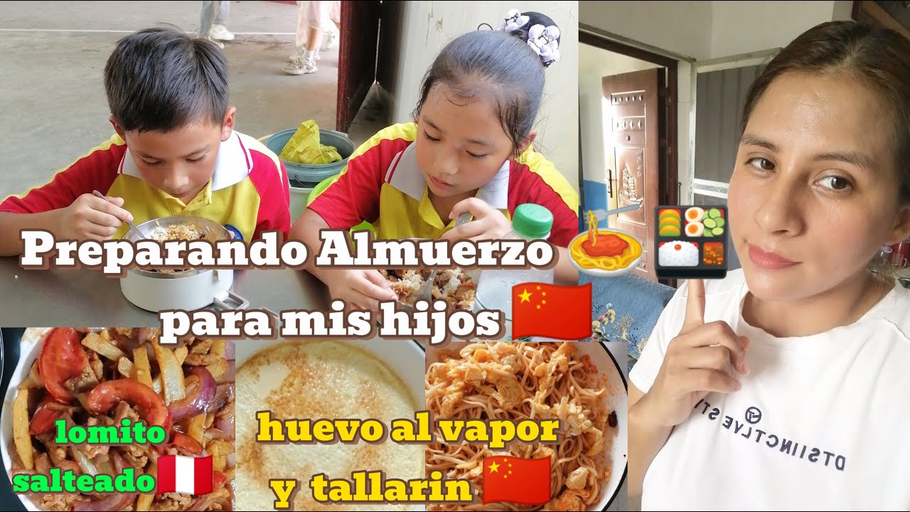 Preparando desayuno y almuerzo🍝🍱 🇵🇪🇨🇳para mis hijos/ libro de ingles traducido a chino/ají chino