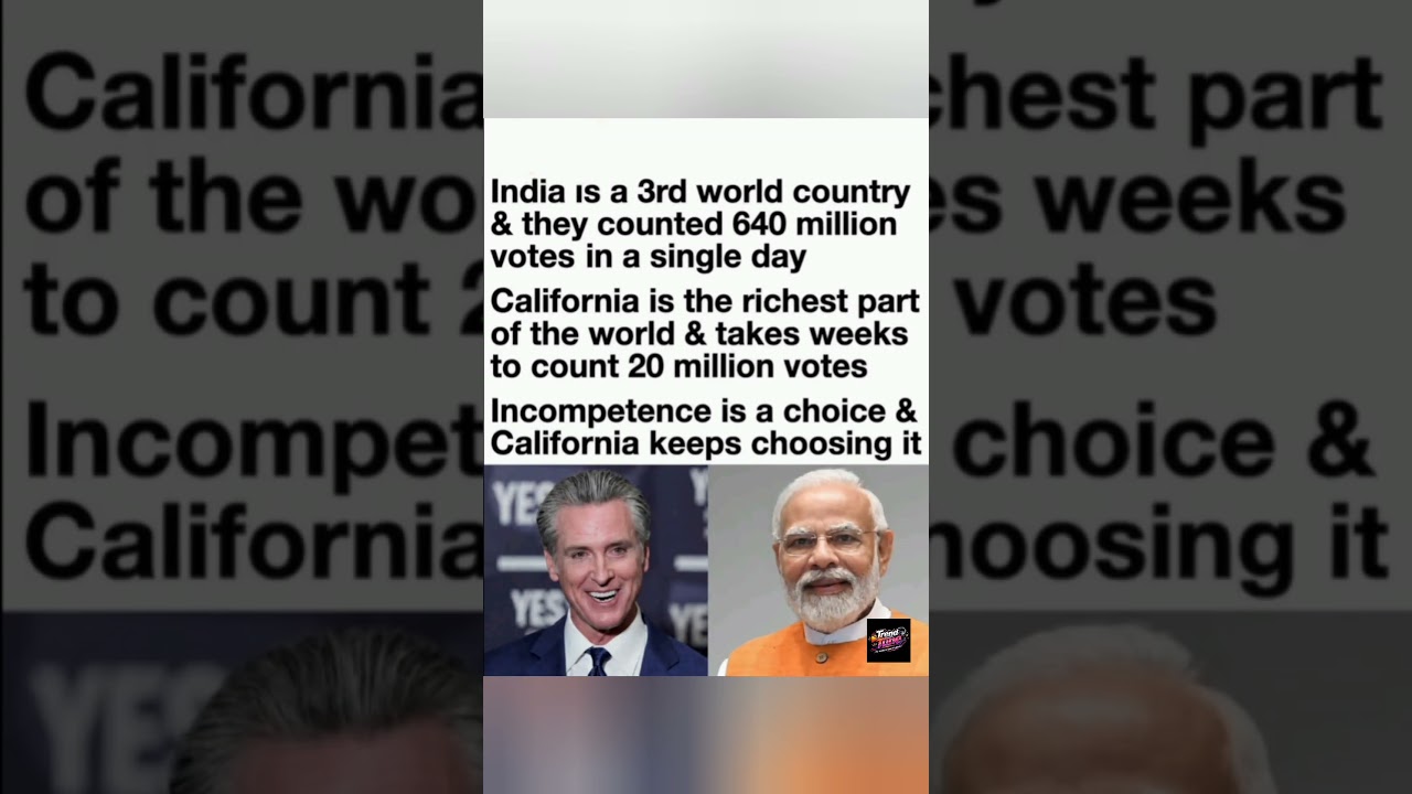 A post contrasts California's vote-counting speed with India's single-day election count.#Elections
