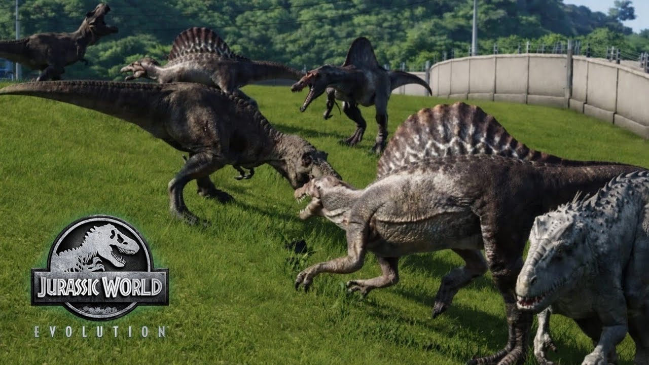 5 Rex vs 5 Indominus Rex vs 5 Spinosaurus Jurassic World Evolution 1 | GX