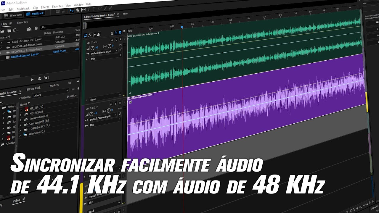 Como Sincronizar facilmente o áudio gravado a 44.1 KHz com vídeo de 48 KHz