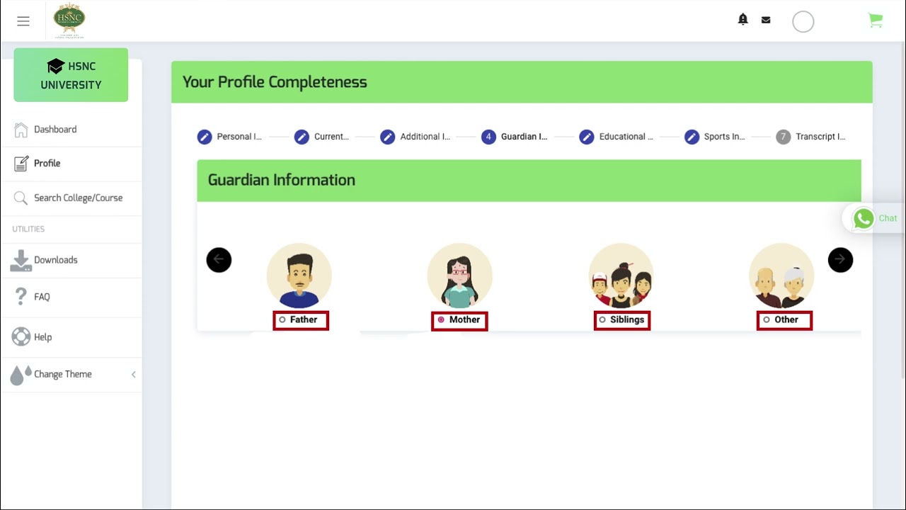 HSNC University International Admissions 2025 | Step 2 - Profile