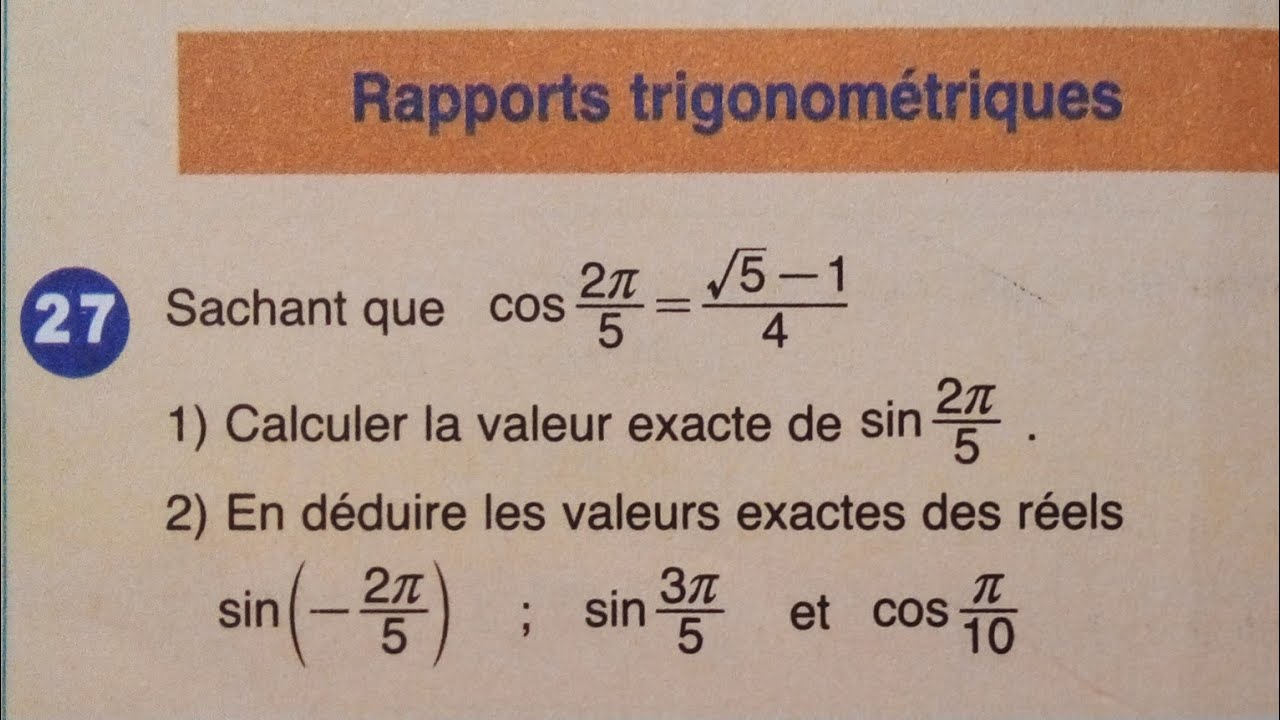 Calcul trigonométrique ;exercice 27 page 200;Najah en mathématiques.