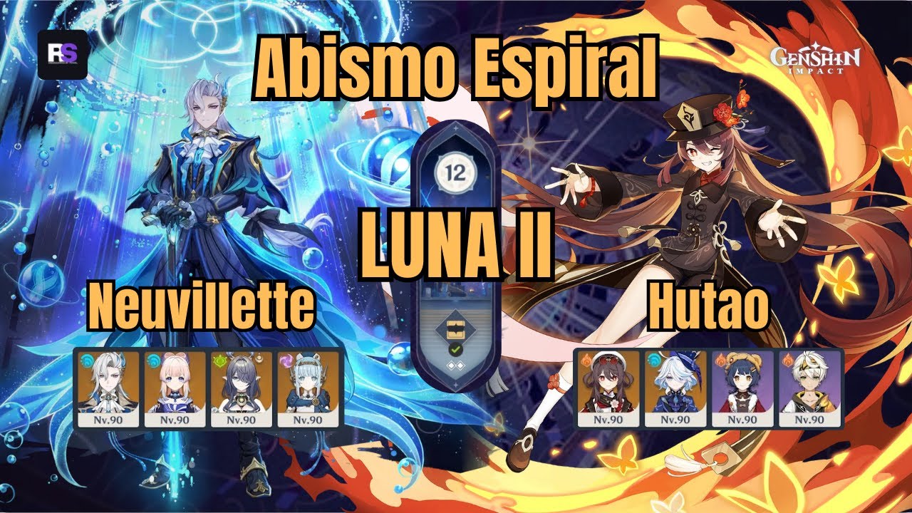 Neuvillette C0R0 /Hutao C1R1 | Abismo Piso 12 9⭐ | Genshin Impact Luna II (6.1)