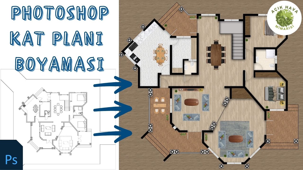 Photoshop’ta Kat Planı Boyama | Mimarlar İçin Adım Adım Renkli Sunum Rehberi