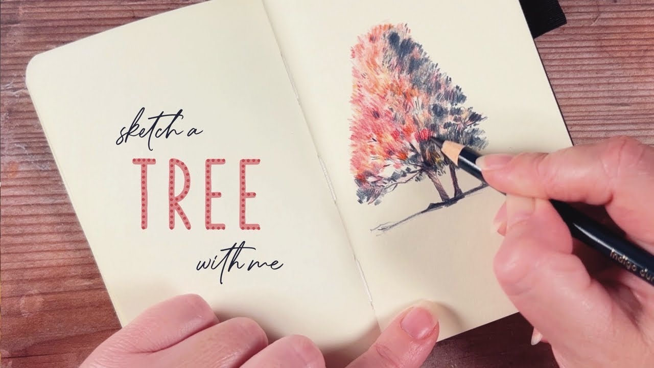 Drawing a Tree Using a Limited Colour Palette: A Slow Sketchbook Session with Relaxing Piano Music