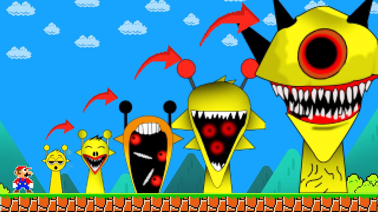 Super Mario Bros. Mario vs the EVOLUTION of Giant SPRUNKI Simon Calamity | PixSaga Mario