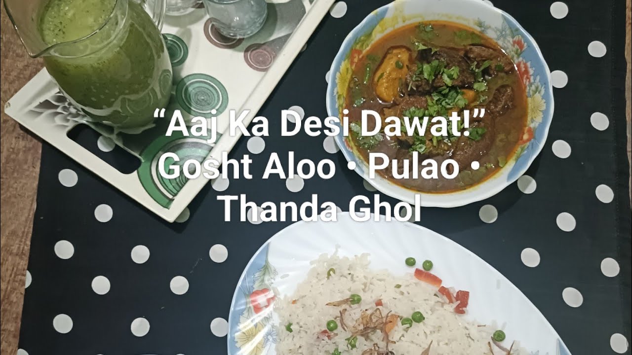 :“Ek plate, teen mazze… desi style 😍🔥”#DesiKhana #GoshtAloo #PulaoLove #ThandaGhol #HomeFood 