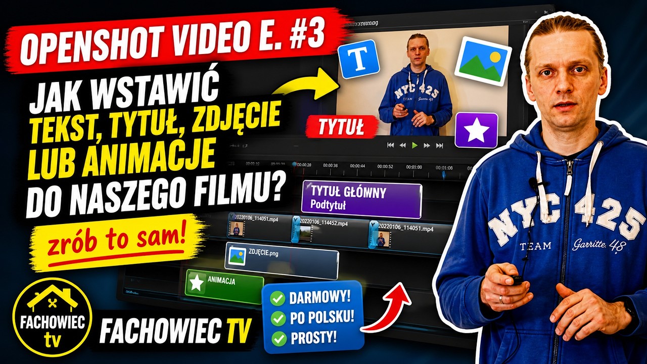 OpenShot Video E. #3 Jak wstawić tekst, tytuł, zdjęcie lub animacje do naszego filmu? FACHOWIEC TV