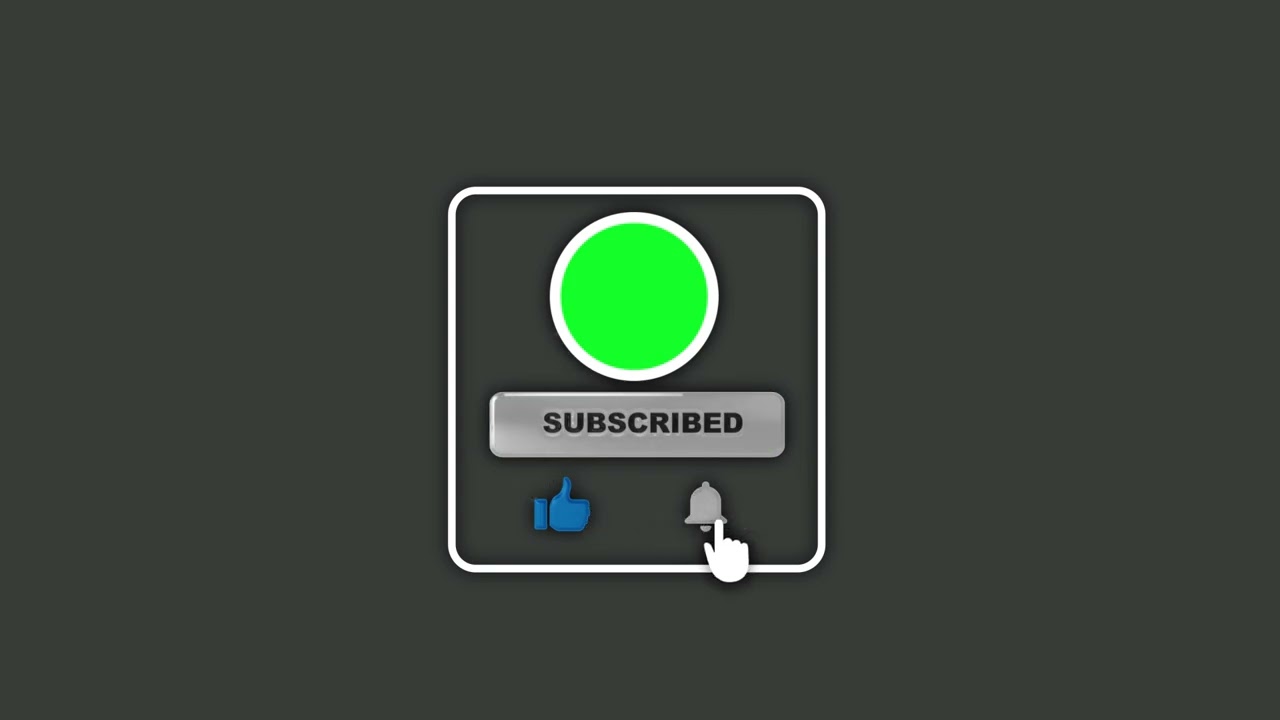 No Copyright, Subscribe and Bell icon into sound animation // Green Screen Subscribe Button Animated
