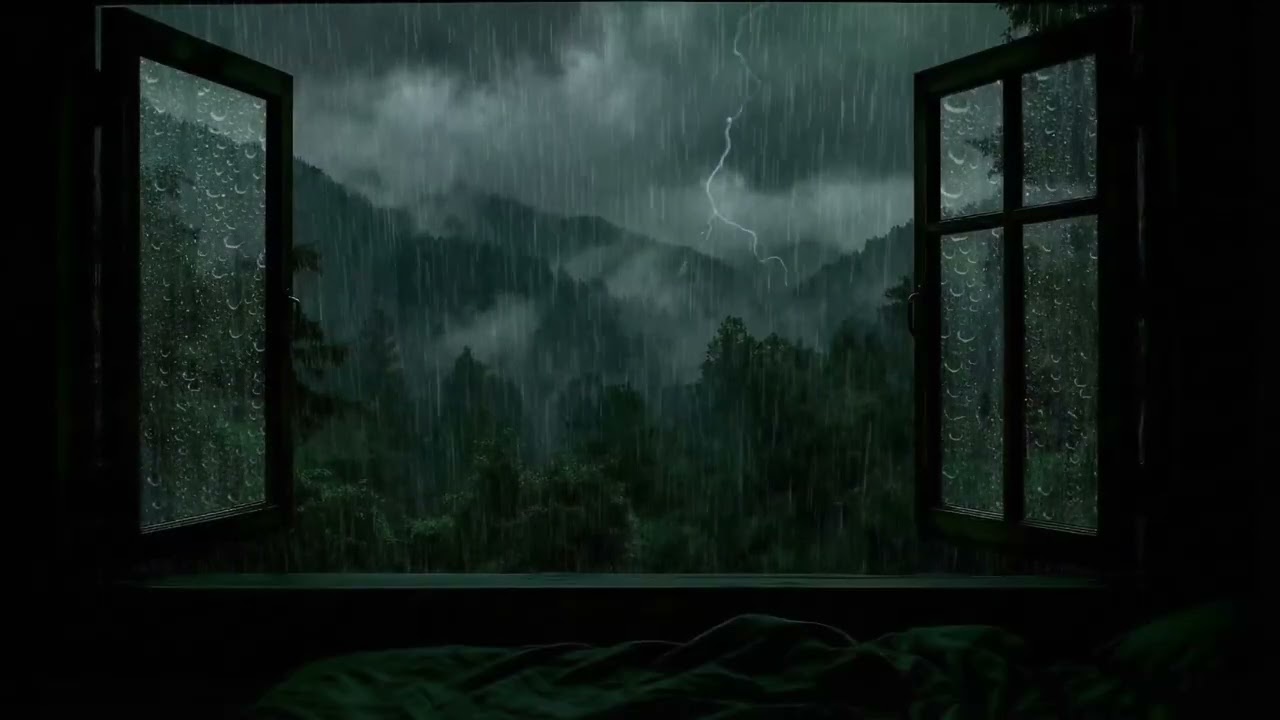 Soft Night Rain in Outside Window Bedroom | Warm Ambience for Relax and Deep Sleep