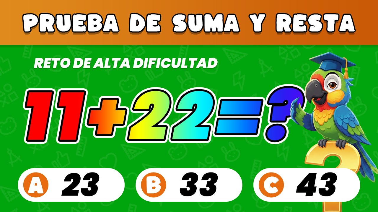 ¡Domina las Sumas y Restas! 🌟 Hasta 50 con y sin Llevadas (6-8 Años / 1º-2º Grado) | Quiz Loro
