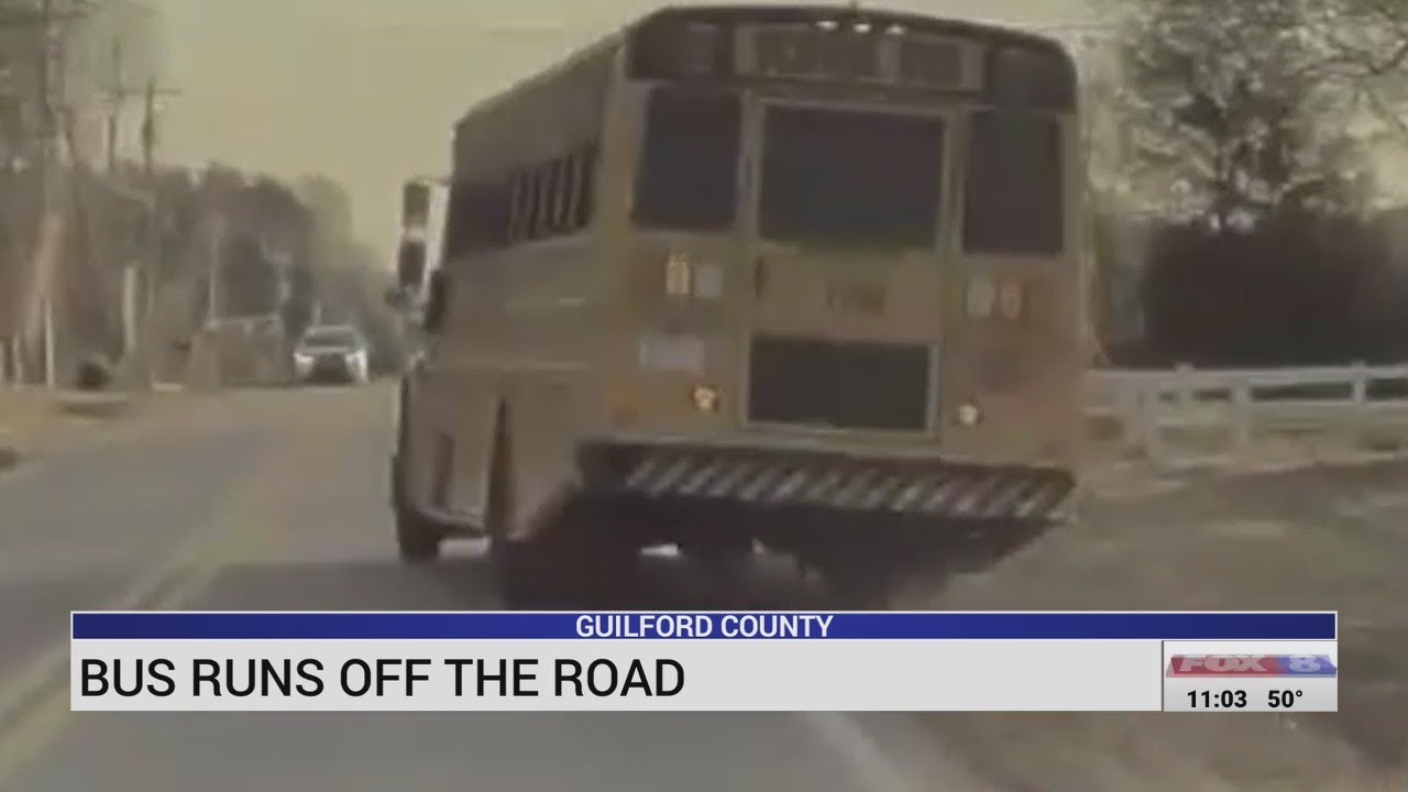 Driver captures video of Guilford County school bus running off road