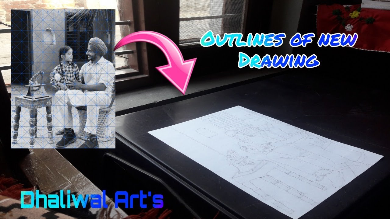 Drawing outlines of Ghudda singh . /Dhaliwal arts .