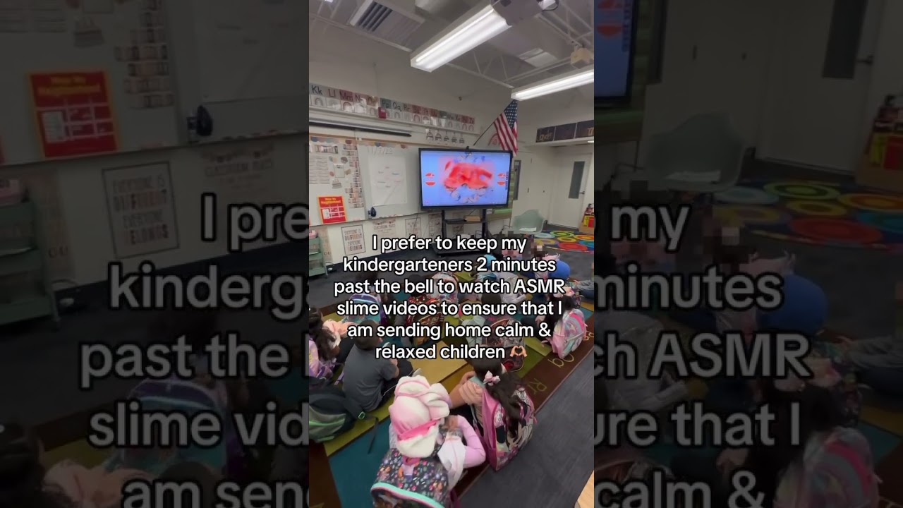 We watch ASMR Slime videos at the end of the day 🫶🏼 #teacher #kindergarten #classroom #asmrslime