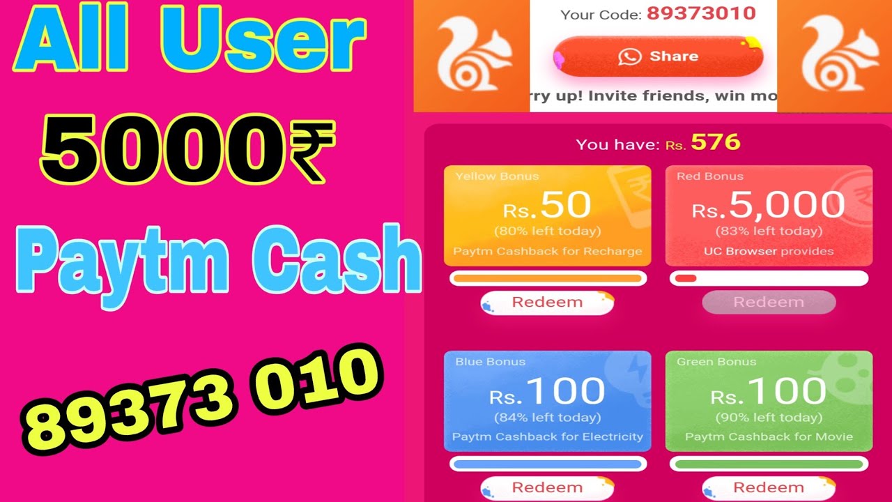 Uc Browser App Get 5000₹ Paytm Cash || Holi Special Offer 5000₹ & Paytm Recharge All UC Browser User