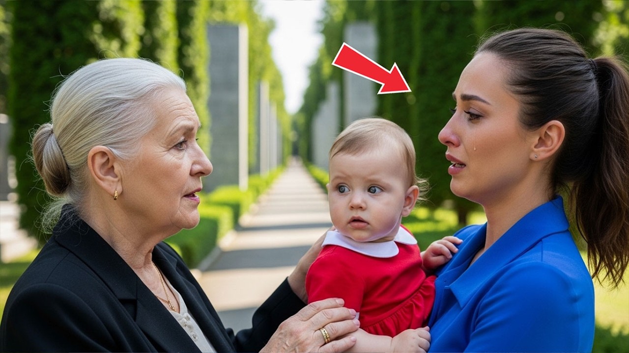 O MILIONARĂ VIZITEAZĂ MORMÂNTUL FIULUI EI ȘI GĂSEȘTE O FEMEIE PLÂNGÂND ALĂTURI DE O FETIȚĂ…