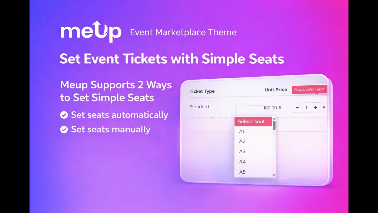 [Quick View] Set Event Tickets with Simple Seats in Meup Event Marketplace Theme