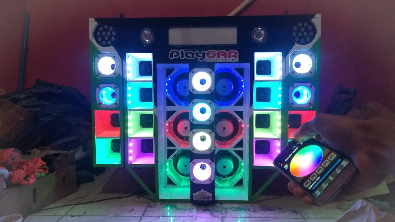 finalmente instalei a FITA DE LED  no meu mini paredao