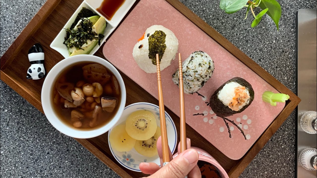 Healthy and delicious set meal for my brunch | onigiri w/o mold 