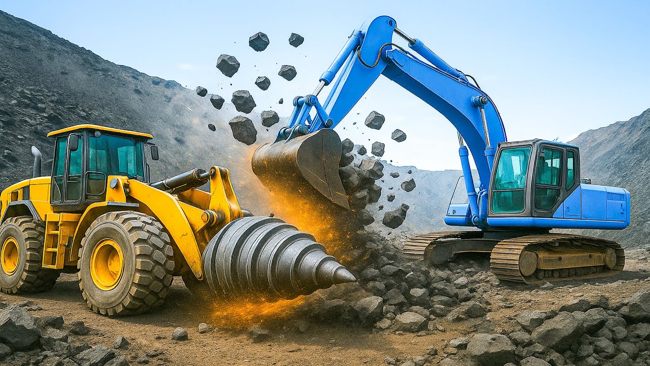 Construction Works Excavator & Drill Mining for Coal ⛏️🔥 | CONSTRUCTION VEHICLES
