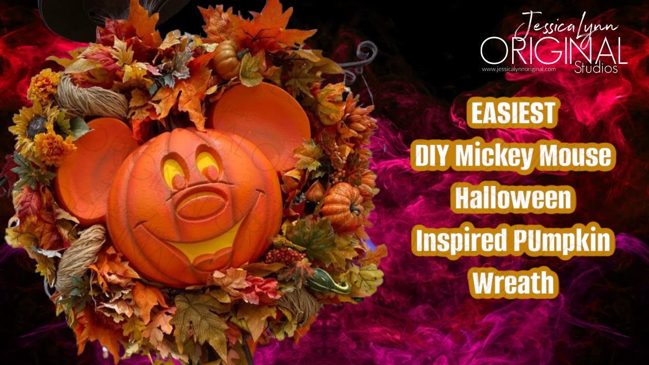 DIY Mickey Pumpkin Wreaths Inspired by the Disney World Halloween Decorations EASIEST Ever!