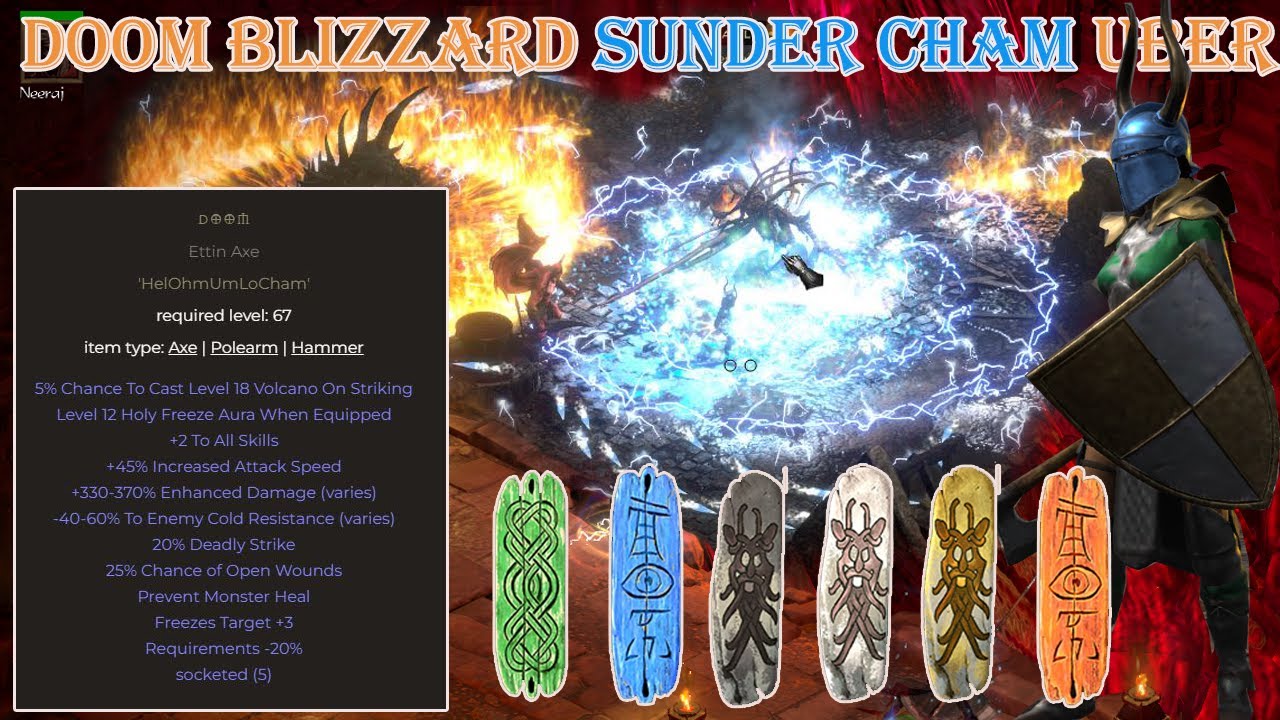 Diablo II Resurrected - Doom Sundered Charms Blizzard Cold Sorceress Build Uber Tristram