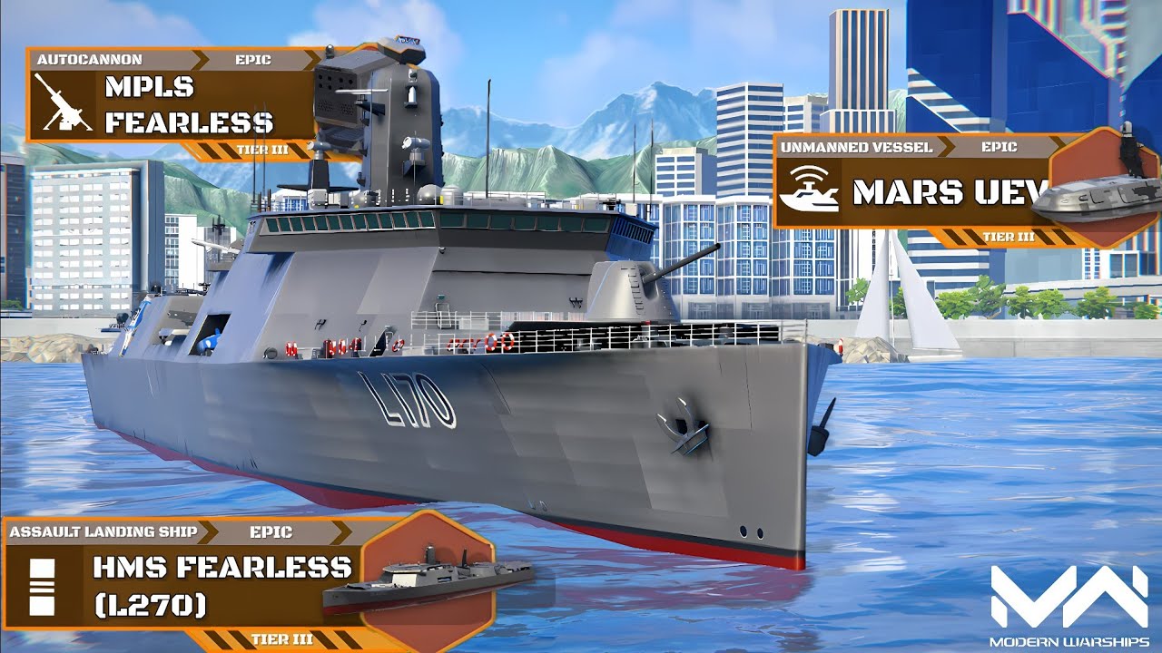 September Battlepass Free Ship! HMS Fearless (L170) Quick View and Gameplay | Modern Warships