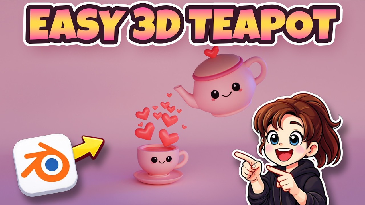 Cute  3D Teapot Pouring Love in Blender #blender3d #creativeblender #blendertutorials