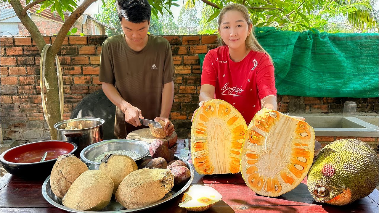 Cooking with Sros : Yummy Jack Fruit, Avocado, Creamy Coconut Dessert - Agar Jelly - Mommy Chef Sros