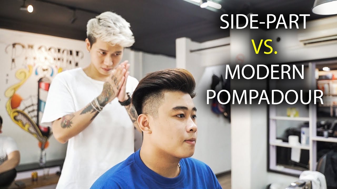 1 HAIRCUT 2 HAIRSTYLES - Tạo kiểu tóc Side Part vs Modern Pompadour || Duy Minh || Huy Quốc