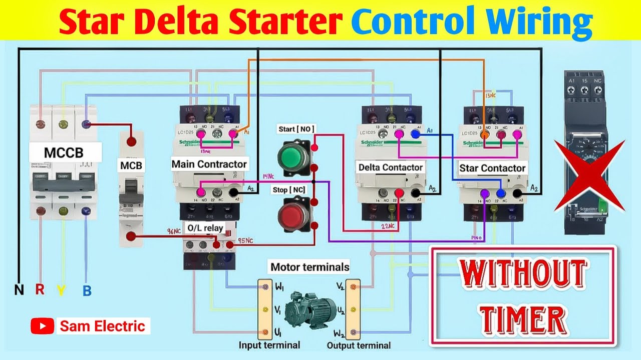 Star Delta Starter Without TIMER l Star Delta Starter Timer Wiring 